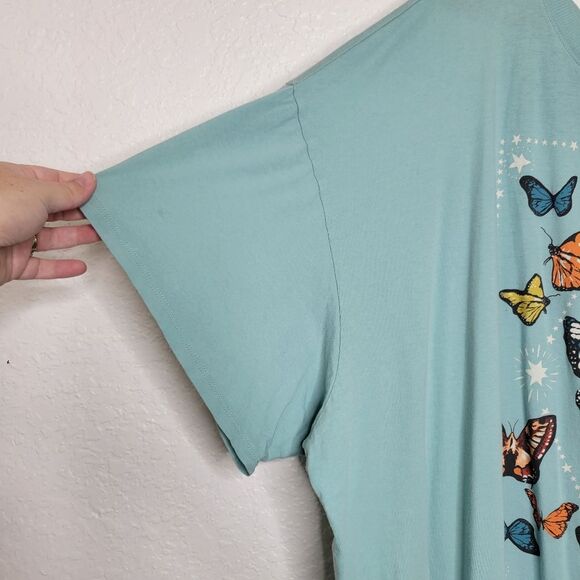 Torrid Size 4X Light Blue Butterflies Oversized Fit Heritage Jersey Tunic Tee - Picture 4 of 9